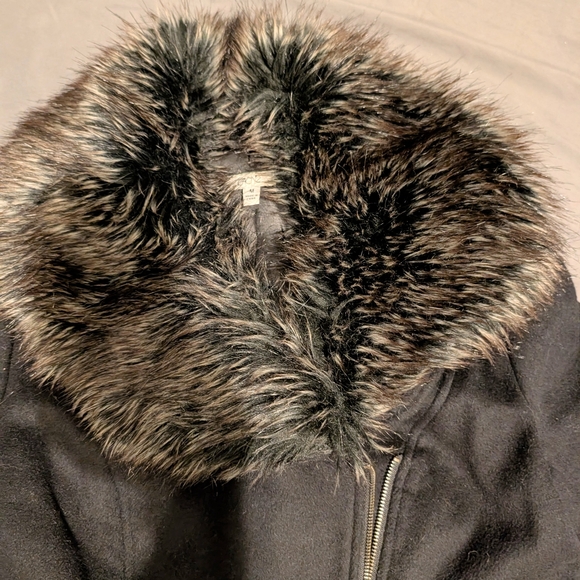 Cache Black Teddy Jacket Faux Fur Collar Y2K Cozy Glam Winter Coat - Picture 3 of 7